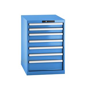 Lista Schubladenschrank, Stahlblech HxB 800 x 564 mm, 7 Schubladen lichtblau