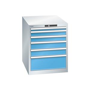 Lista Schubladenschrank, 6 Schubladen BxTxH 564 x 724 x 700 mm lichtgrau / lichtblau