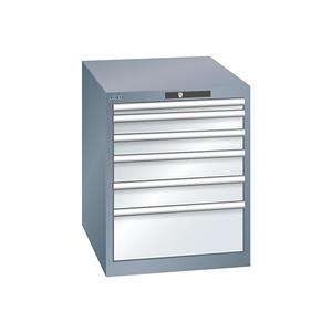 Lista Schubladenschrank, 6 Schubladen BxTxH 564 x 724 x 700 mm grau metallic / lichtgrau