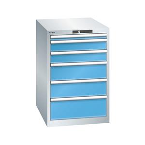 Lista Schubladenschrank, 6 Schubladen BxTxH 564 x 724 x 850 mm lichtgrau / lichtblau