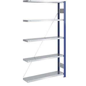 EUROKRAFTpro Magazijn-inhaakstelling, stellingstaander blauw, legbord verzinkt, h x b = 2000 x 1000 mm, aanbouwstelling, diepte 300 mm