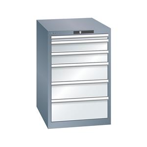 Lista Schubladenschrank, 6 Schubladen BxTxH 564 x 724 x 850 mm grau metallic / lichtgrau