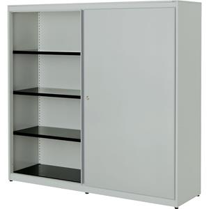 mauser Schuifdeurkast, h x b x d = 1516 x 1600 x 432 mm, stalen blad, 3 x 2 legborden, lichtgrijs / lichtgrijs / lichtgrijs
