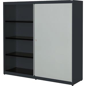 mauser Schuifdeurkast, h x b x d = 1516 x 1600 x 432 mm, stalen blad, 3 x 2 legborden, antracietgrijs / lichtgrijs / antracietgrijs