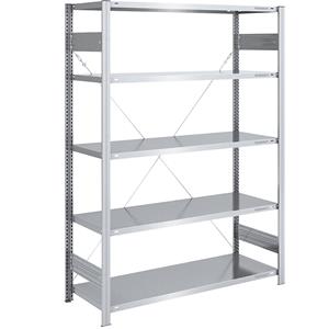 EUROKRAFTpro Grootvak-inhaakstelling, verzinkt, hoogte 2000 mm, veldlast 1600 kg, lichte constructie, basisstelling, b x d = 1300 x 600 mm