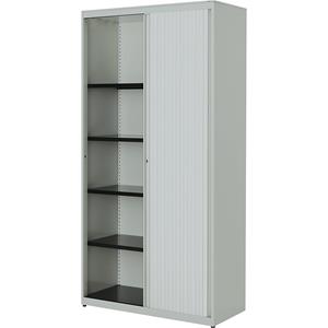 mauser Roldeurkast, h x b x d = 1956 x 1000 x 432 mm, stalen blad, 4 legborden, lichtgrijs / lichtgrijs / lichtgrijs