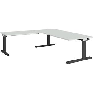 mauser Bureau, geschakeld, b x d = 1800 x 900 mm, hoekaanzet links (breedte 1200 mm), blad lichtgrijs, onderstel antracietgrijs