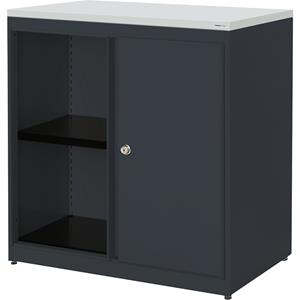 mauser Schuifdeurkast, h x b x d = 830 x 800 x 432 mm, kunststof blad, 1 legbord, antracietgrijs / antracietgrijs / lichtgrijs