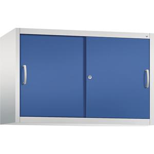C+P ACCURADO opzetkast met schuifdeuren, 1 legbord, h x b x d = 790 x 1200 x 400 mm, lichtgrijs/gentiaanblauw