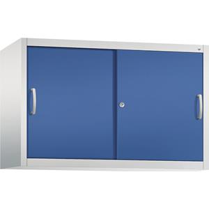 Cp ACURADO Aufsatzschrank mit Schiebetüren 1 Fachboden, HxBxT 790 x 1200 x 400 mm lichtgrau / enzianblau