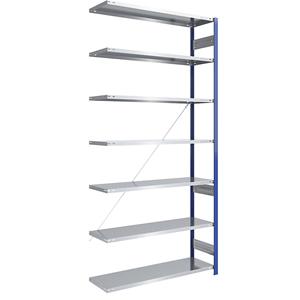 EUROKRAFTpro Magazijn-inhaakstelling, stellingstaander blauw, legbord verzinkt, h x b = 3000 x 1300 mm, aanbouwstelling, diepte 500 mm