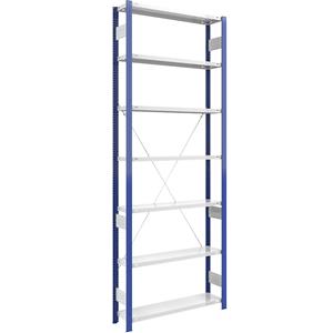 EUROKRAFTpro Magazijn-inhaakstelling, stellingstaander blauw, h x b = 3000 x 1000 mm, legbord lichtgrijs, basisstelling, diepte 300 mm