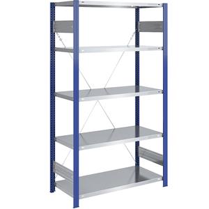 EUROKRAFTpro Magazijn-inhaakstelling, stellingstaander blauw, legbord verzinkt, h x b = 2000 x 1000 mm, basisstelling, diepte 600 mm