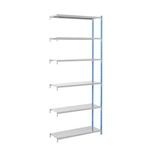 Inhaakstelling, met plaatstalen legborden, h x b x d = 2496 x 990 x 500 mm, aanbouwstelling