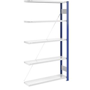 EUROKRAFTpro Magazijn-inhaakstelling, stellingstaander blauw, h x b = 2000 x 1000 mm, legbord lichtgrijs, aanbouwstelling, diepte 300 mm