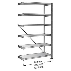 Industrie- en magazijnstelling, legbordbreedte 1000 mm, 6 legborden, aanbouwstelling met een diepte van 200 mm