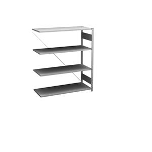 hofe Lage inhaakstelling, verzinkt, hoogte 1200 mm, 4 legborden, aanbouwstelling, legborddiepte 400 mm, vakdraagvermogen 175 kg