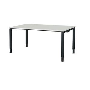 mauser Rechthoekige tafel, voetvorm van vierkante buis, h x b x d = 650 - 850 x 1600 x 800 mm, tafelblad kunststof gecoat, blad lichtgrijs, onderstel antracietgrijs