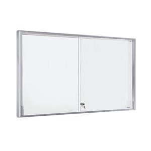 EUROKRAFTpro Vitrinekast, aluminium frame, schuifdeuren, 21 x A4, b x h x d = 1540 x 970 x 50 mm, frame met ronde hoeken