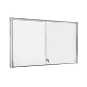 EUROKRAFTpro Vitrinekast, aluminium frame, schuifdeuren, 21 x A4, b x h x d = 1540 x 970 x 50 mm, frame met ronde hoeken