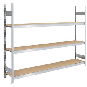 hofe Grootvak-inhaakstelling met spaanplaten, hoogte 2000 mm, breedte 2500 (2 x 1250) mm, veldlast 1200 kg, diepte 500 mm, basisstelling