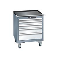Lista Schubladenschrank, Breite 564 mm, fahrbar 5 Schubladen, HxT 723 x 572 mm grau metallic / lichtgrau