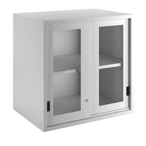 Lista Aufsatzschrank mit Schiebetüren Türen mit Sichtfenster HxBxT 1000 x 1023 x 725 mm, lichtgrau