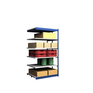 hofe Robuuste inhaakstelling, dubbelzijdig, stellinghoogte 2500 mm, blauw / verzinkt, legbordbreedte 1325 mm, aanbouwstelling, breedte x diepte = 1325 x 500 mm