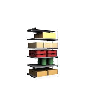 hofe Robuuste inhaakstelling, dubbelzijdig, stellinghoogte 2500 mm, lichtgrijs / verzinkt, legbordbreedte 1325 mm, aanbouwstelling, breedte x diepte = 1325 x 500 mm
