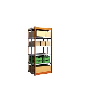 hofe Robuuste inhaakstelling, dubbelzijdig, stellinghoogte 2500 mm, oranje / verzinkt, legbordbreedte 1025 mm, basisstelling, breedte x diepte = 1025 x 400 mm