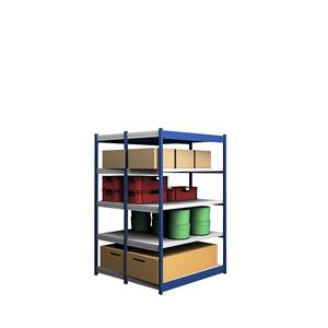 hofe Robuuste inhaakstelling, dubbelzijdig, stellinghoogte 2000 mm, blauw / verzinkt, legbordbreedte 1325 mm, basisstelling, breedte x diepte = 1325 x 600 mm