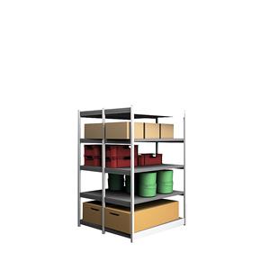 hofe Robuuste inhaakstelling, dubbelzijdig, stellinghoogte 2000 mm, lichtgrijs / verzinkt, legbordbreedte 1325 mm, basisstelling, breedte x diepte = 1325 x 600 mm