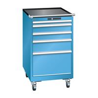 Lista Schubladenschrank, Breite 564 mm, fahrbar 5 Schubladen, HxT 990 x 725 mm lichtblau