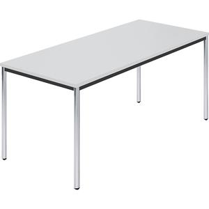 Rechtecktisch, Rundrohr verchromt BxT 1600 x 800 mm grau