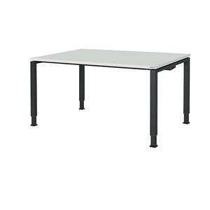 mauser Rechthoekige tafel, voetvorm van vierkante buis, h x b x d = 650 - 850 x 1600 x 900 mm, tafelblad kunststof gecoat, blad lichtgrijs, onderstel antracietgrijs