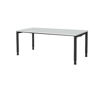 mauser Rechthoekige tafel, voetvorm van ronde buis, h x b = 650 - 850 x 1800 mm, blad lichtgrijs, onderstel antracietgrijs