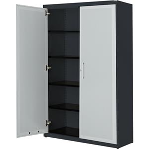 mauser Vleugeldeurkast, akoestisch effect, h x b x d = 1956 x 1200 x 432 mm, 4 legborden, antracietgrijs / lichtgrijs