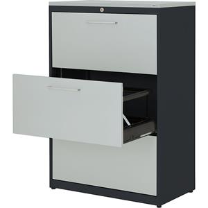 mauser Hangmappenkast, kunststof blad, 3 laden, 2 rijen, met sluitdemping, antracietgrijs / lichtgrijs / lichtgrijs