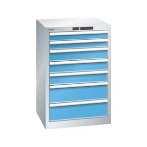 Lista Schubladenschrank, 7 Schubladen BxTxH 564 x 572 x 850 mm lichtgrau / lichtblau