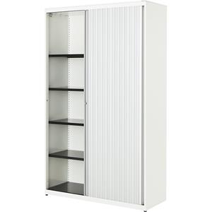mauser Roldeurkast, h x b x d = 1956 x 1200 x 432 mm, stalen blad, 4 legborden, zuiver wit / aluminiumkleurig / zuiver wit