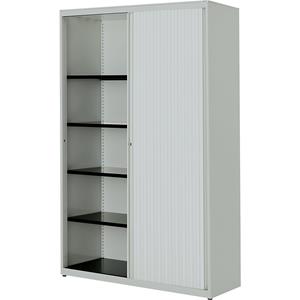 mauser Roldeurkast, h x b x d = 1956 x 1200 x 432 mm, stalen blad, 4 legborden, lichtgrijs / lichtgrijs / lichtgrijs