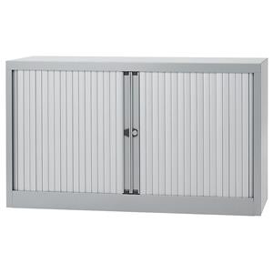 BISLEY Euro-roldeurkast, breedte 1200 mm, 1 legbord, lichtgrijs