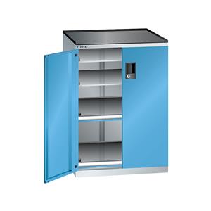 Lista Schubladenschrank mit Flügeltüren Höhe 1020 mm, 4 Böden, Traglast 75 kg lichtgrau / lichtblau