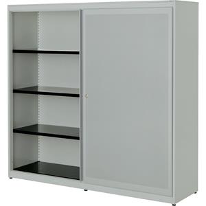 mauser Schuifdeurkast, akoestisch effect, stalen blad, h x b x d = 1516 x 1600 x 432 mm, 2 x 3 legborden, lichtgrijs / lichtgrijs / lichtgrijs