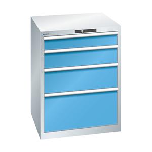 Lista Schubladenschrank, 4 Schubladen BxTxH 717 x 725 x 850 mm lichtgrau / lichtblau, Schubladentragkraft 200 kg