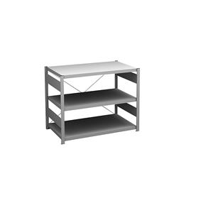 hofe Lage inhaakstelling, verzinkt, hoogte 825 mm, 3 legborden, basisstelling, legborddiepte 600 mm, vakdraagvermogen 140 kg