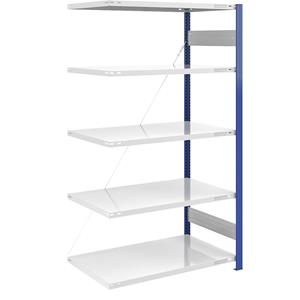 EUROKRAFTpro Magazijn-inhaakstelling, stellingstaander blauw, h x b = 2000 x 1000 mm, legbord lichtgrijs, aanbouwstelling, diepte 800 mm