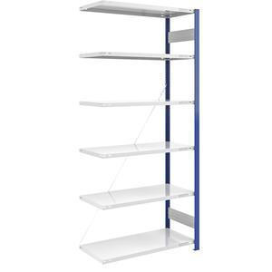 EUROKRAFTpro Magazijn-inhaakstelling, stellingstaander blauw, h x b = 2500 x 1000 mm, legbord lichtgrijs, aanbouwstelling, diepte 600 mm