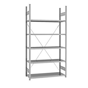 EUROKRAFTpro Legbord inhaakstelling, verzinkt, stellinghoogte 2350 mm, legbordbreedte 1215 mm, basisstelling, legborddiepte 450 mm