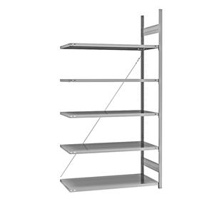 EUROKRAFTpro Legbord inhaakstelling, verzinkt, stellinghoogte 2350 mm, legbordbreedte 1215 mm, aanbouwstelling, legborddiepte 650 mm
